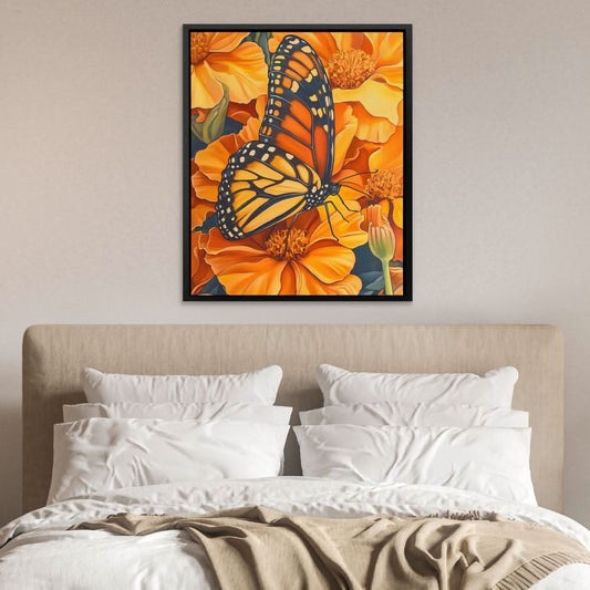 Amber Embrace - Contemporary Wall Art in Black Frame