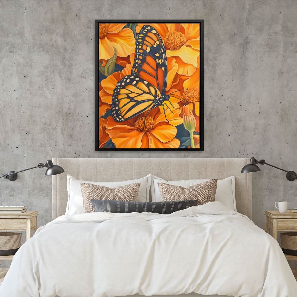 Amber Embrace - Butterfly Art for Bedroom