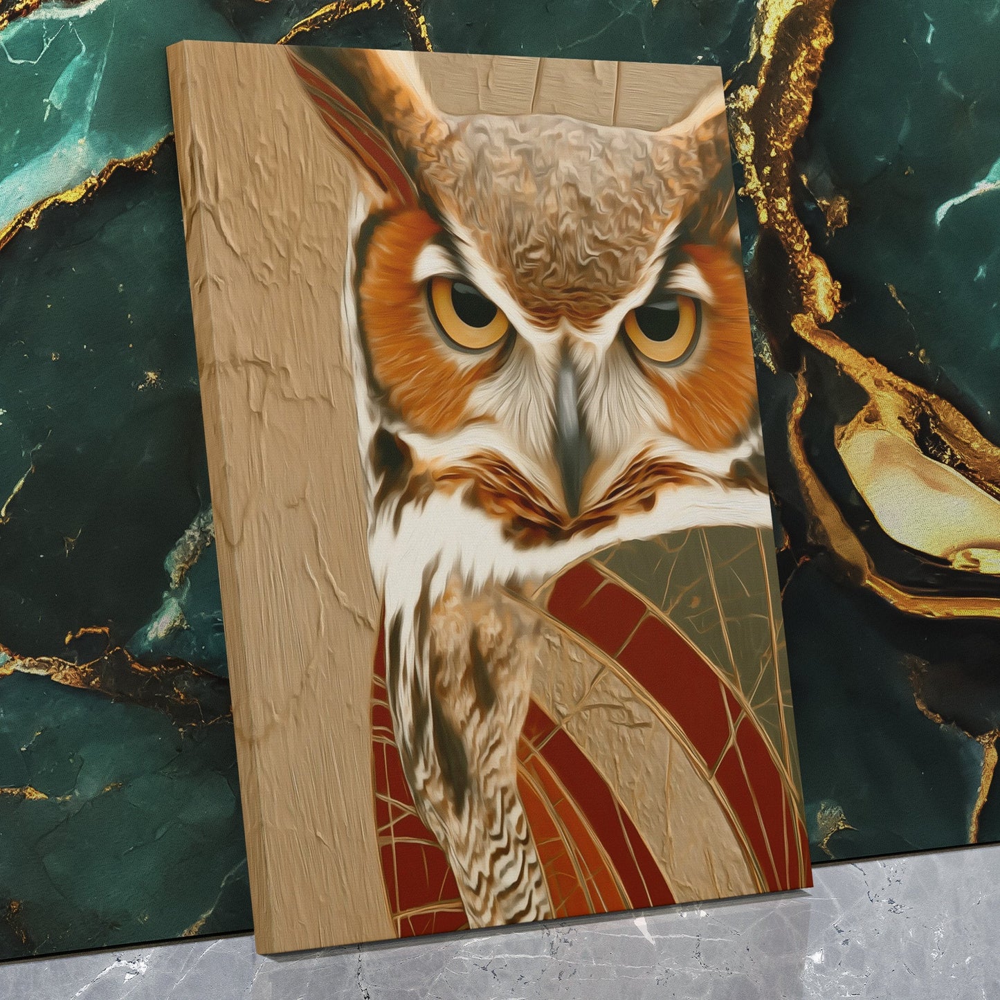 Amber Feathered Oracle - Luxury Wall Art