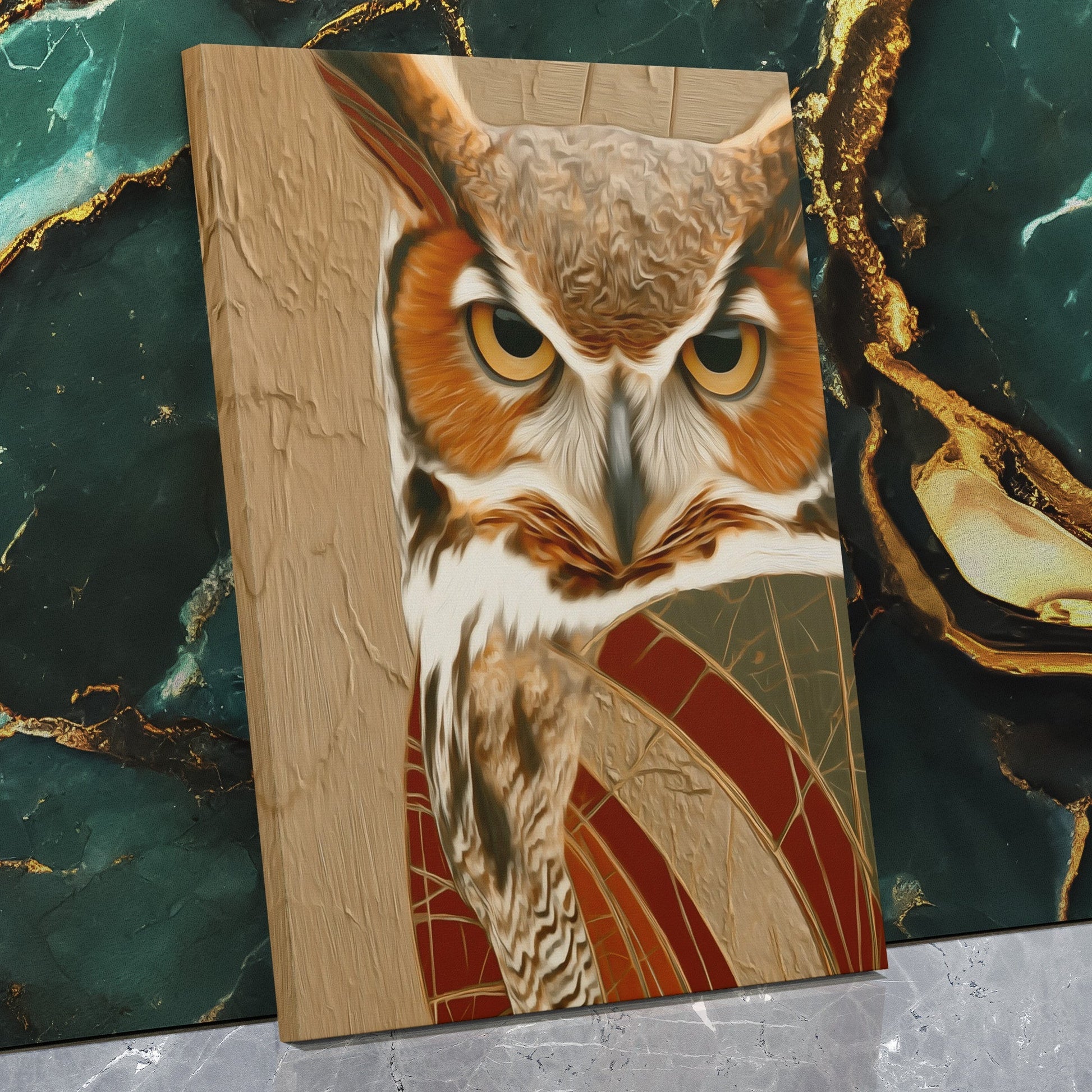 Amber Feathered Oracle - Luxury Wall Art