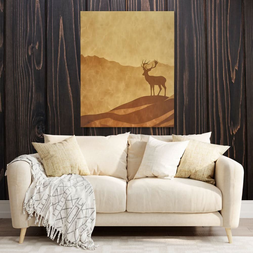 Amber Horizon - Country Wall Art in Black Frame