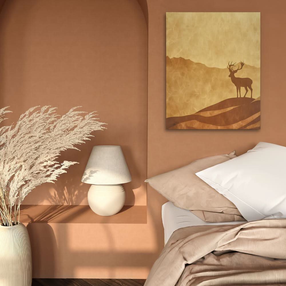 Amber Horizon - Minimalist Wall Art in Black Frame