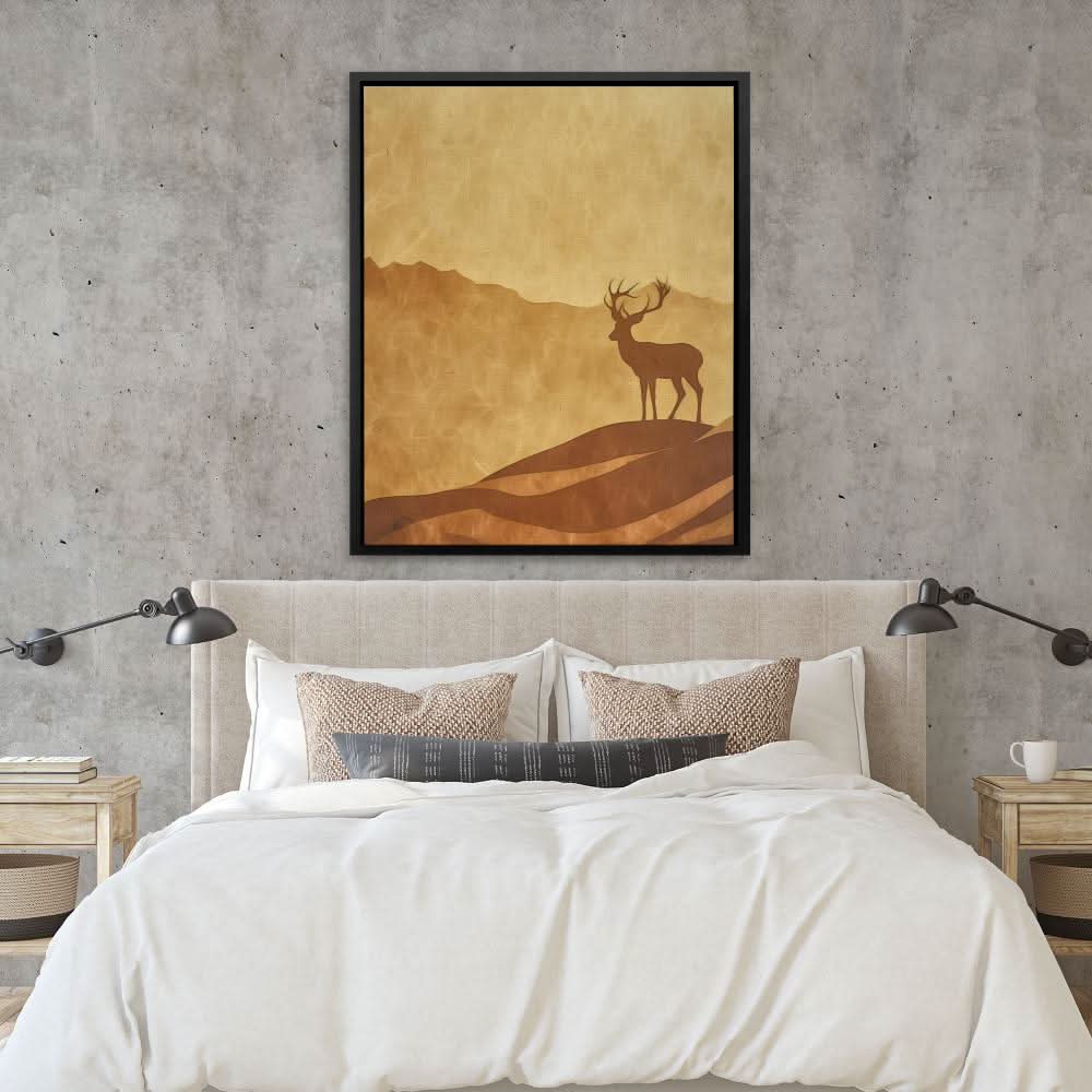 Amber Horizon - Minimalist Beige Canvas Wall Art