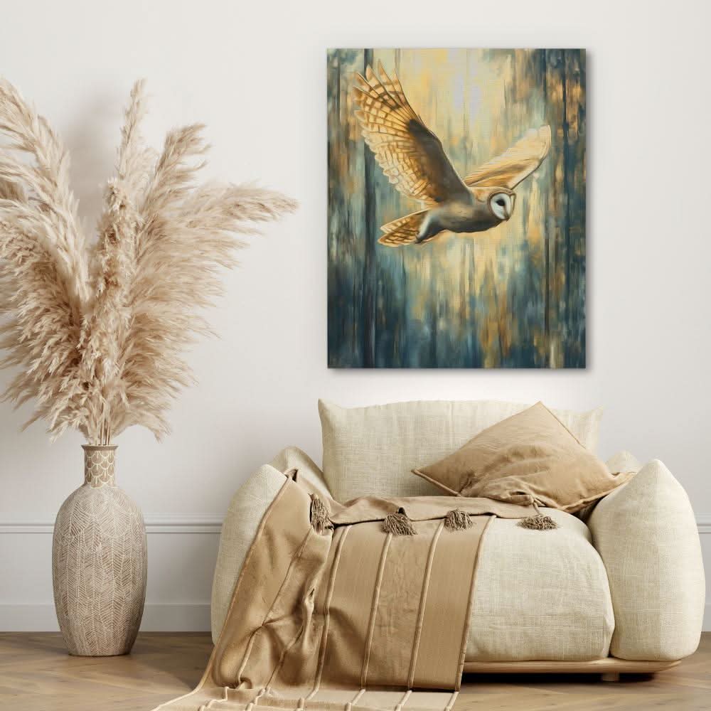 Amber Sky Hunter - Oversized Bird Canvas Wall Art