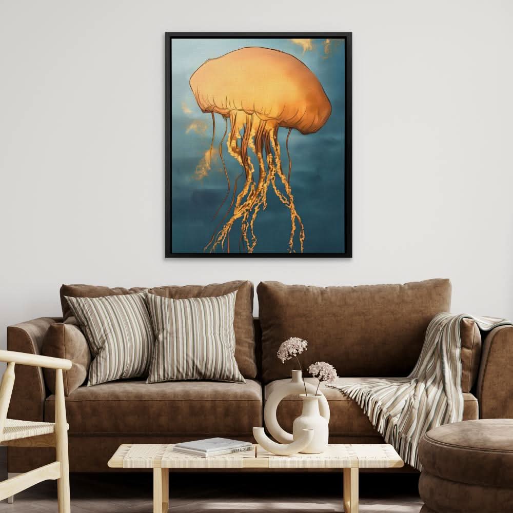 Amber Sky Jellyfish - Beach Art for Bathroom