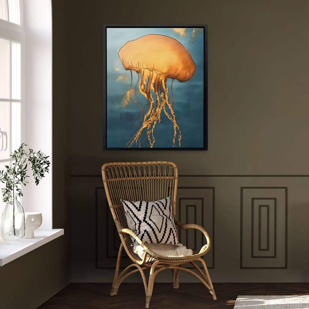 Amber Sky Jellyfish - Large Abstract Canvas Print