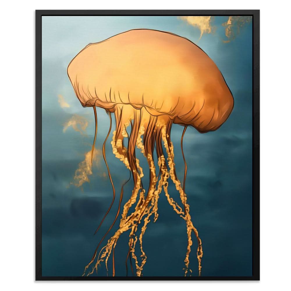 Amber Sky Jellyfish - Contemporary Colorful Canvas Wall Art