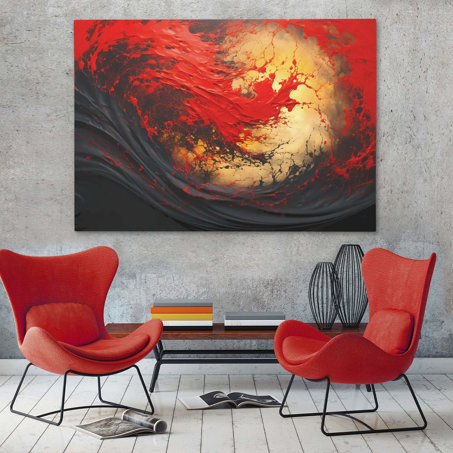 Amber Sunset - Horizontal Wall Art in Black Frame