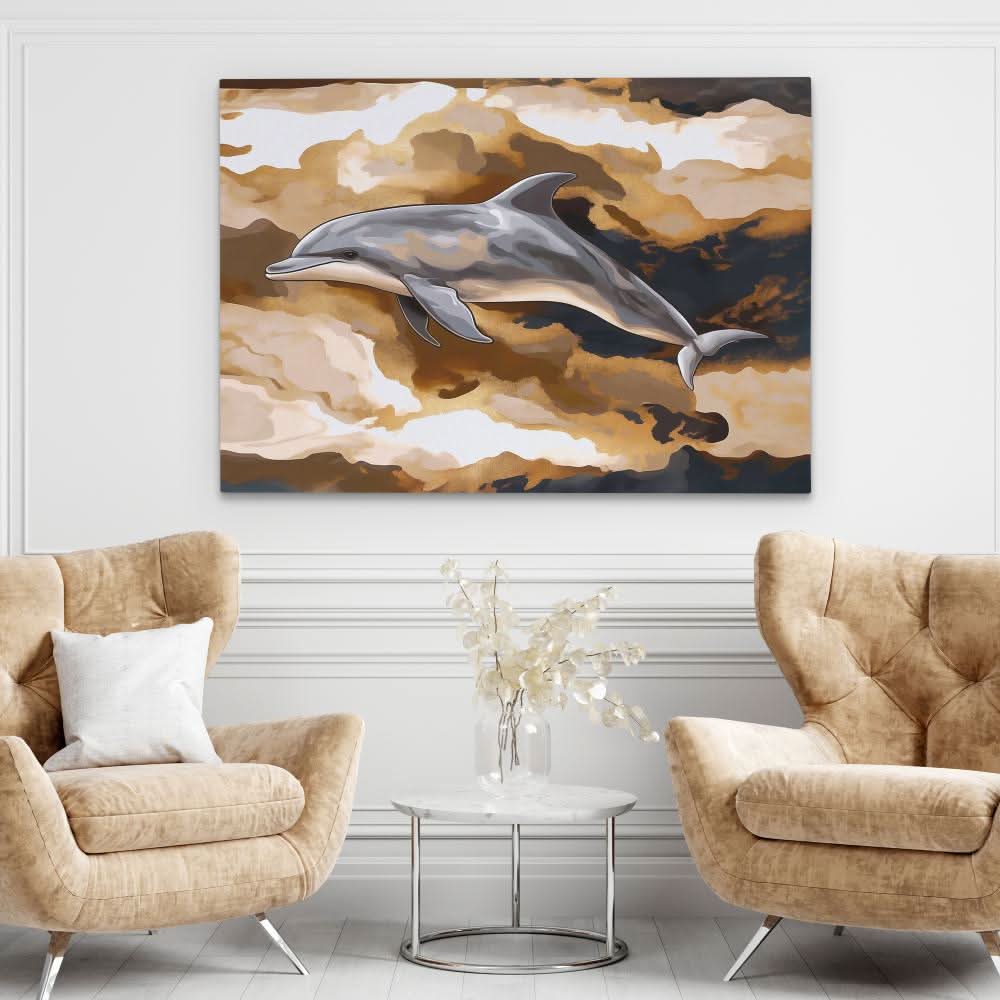 Amber Wave Dolphin - Beach Art for Bathroom
