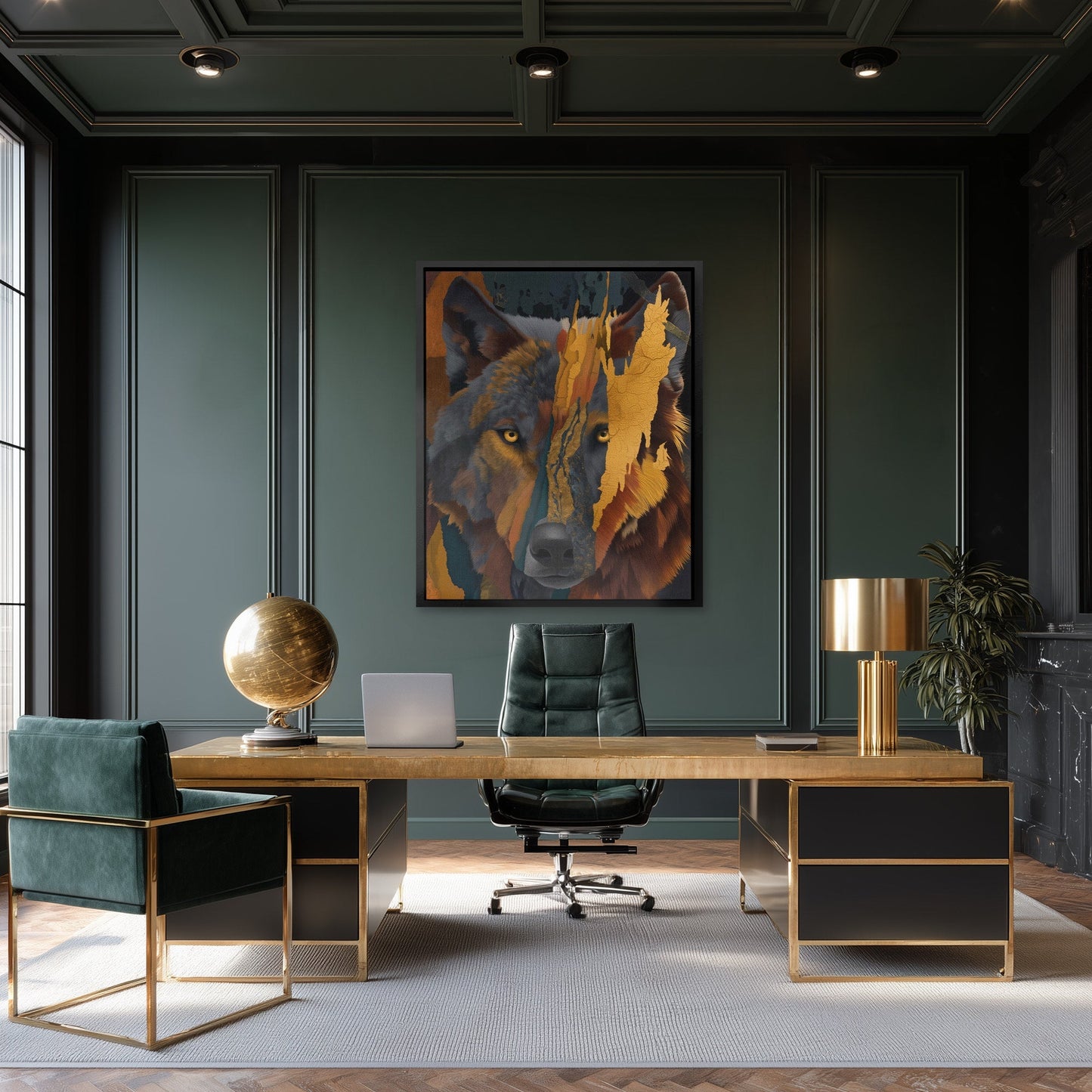 Amber Wolf Fragment - Luxury Wall Art