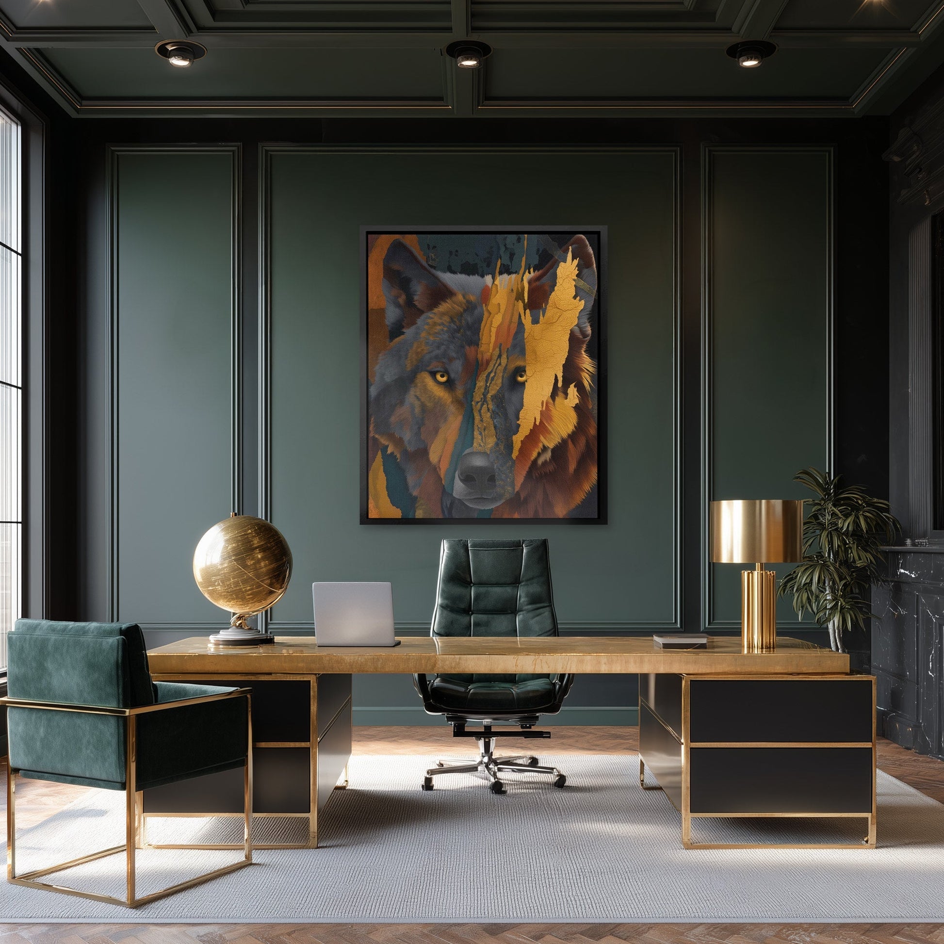 Amber Wolf Fragment - Luxury Wall Art