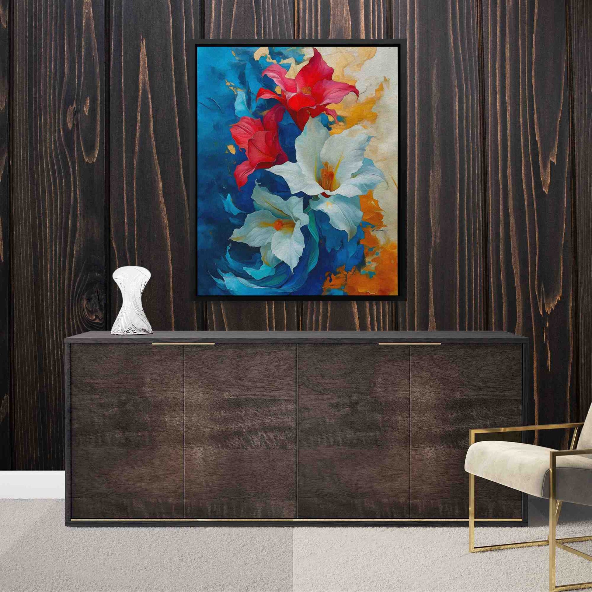 American Lily - Blue Canvas Wall Art