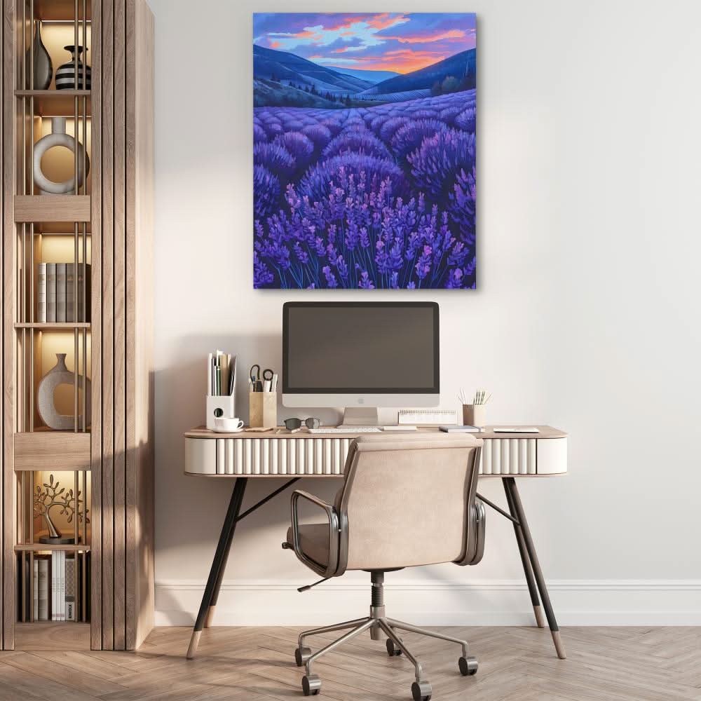 Amethyst Fields - Floral Wall Art in Black Frame