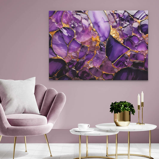 Amethyst Veins - Abstract Wall Art in Black Frame