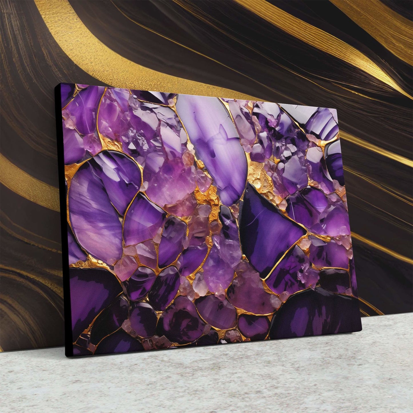 Amethyst Veins - Abstract Purple Canvas Wall Art