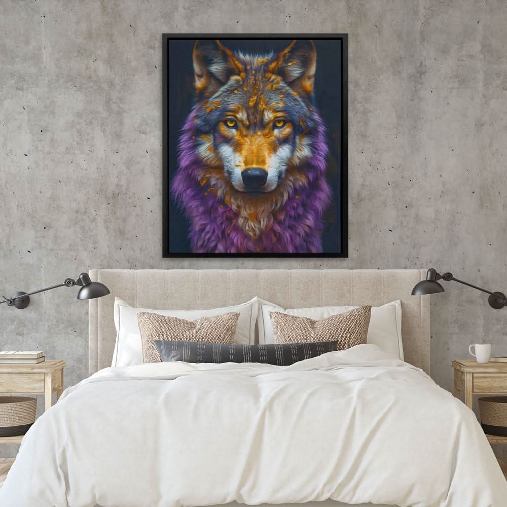 Amethyst Wolf - Brown Canvas Wall Art