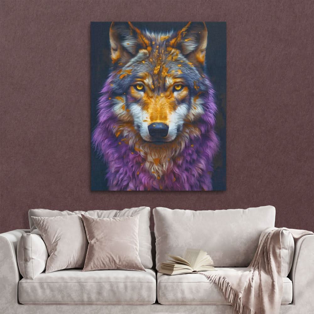 Amethyst Wolf - Wall Art in Black Frame