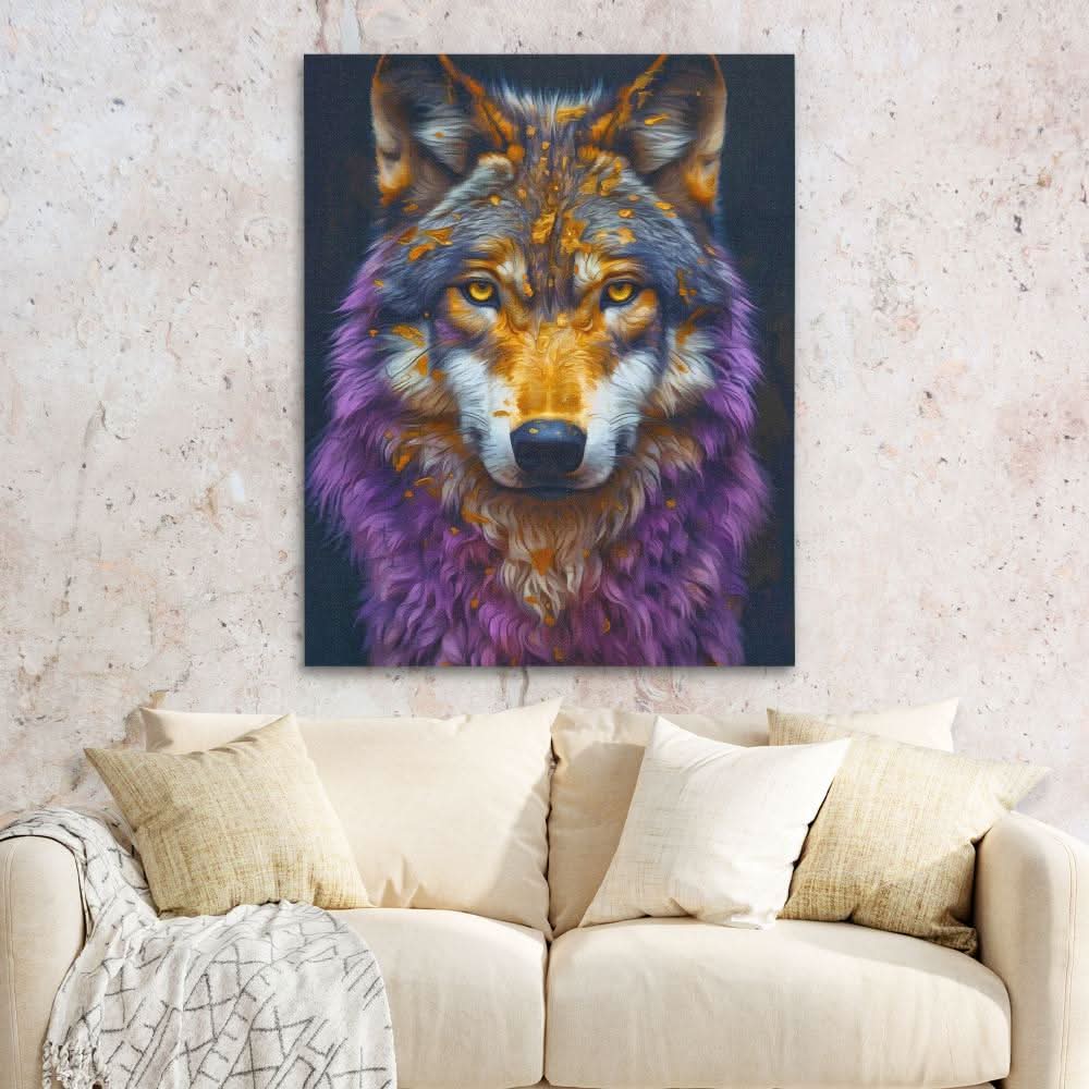Amethyst Wolf - Predator Wall Art in Black Frame