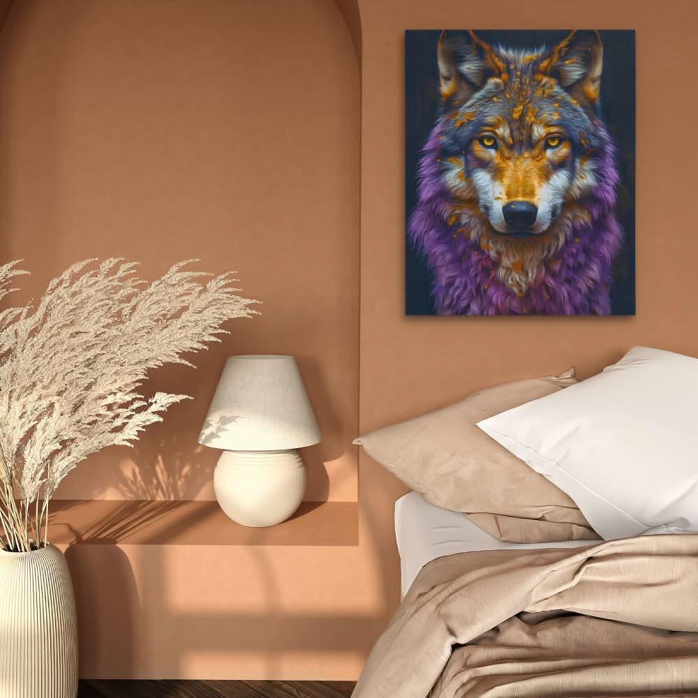Amethyst Wolf - Brown Wall Art for Office
