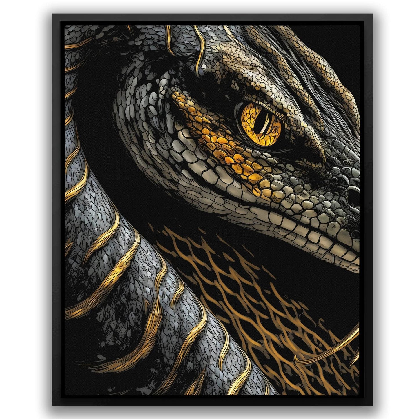 Anaconda - Black and Gold Canvas Wall Art