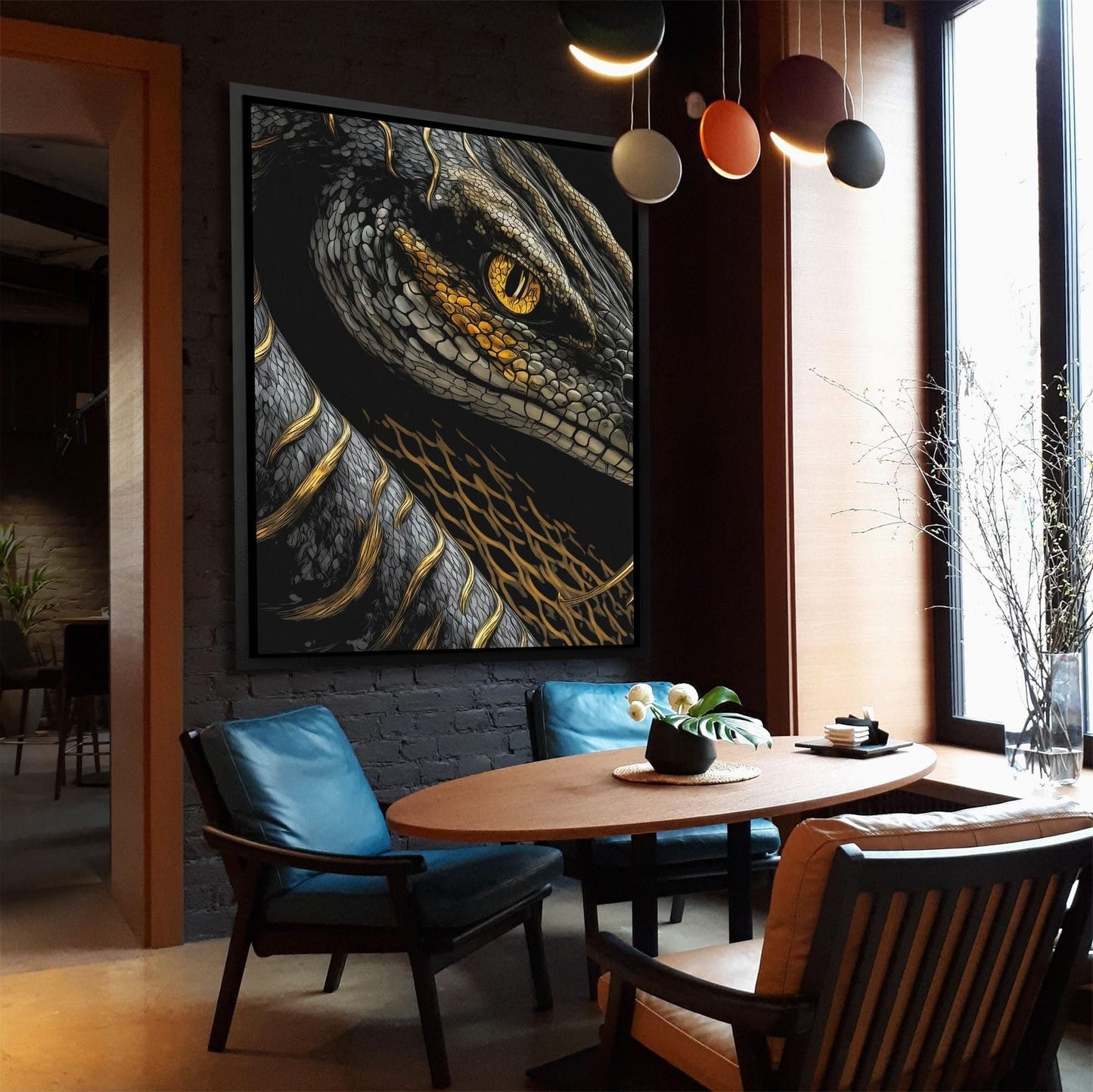 Anaconda - Black and Gold Jungle Canvas Print