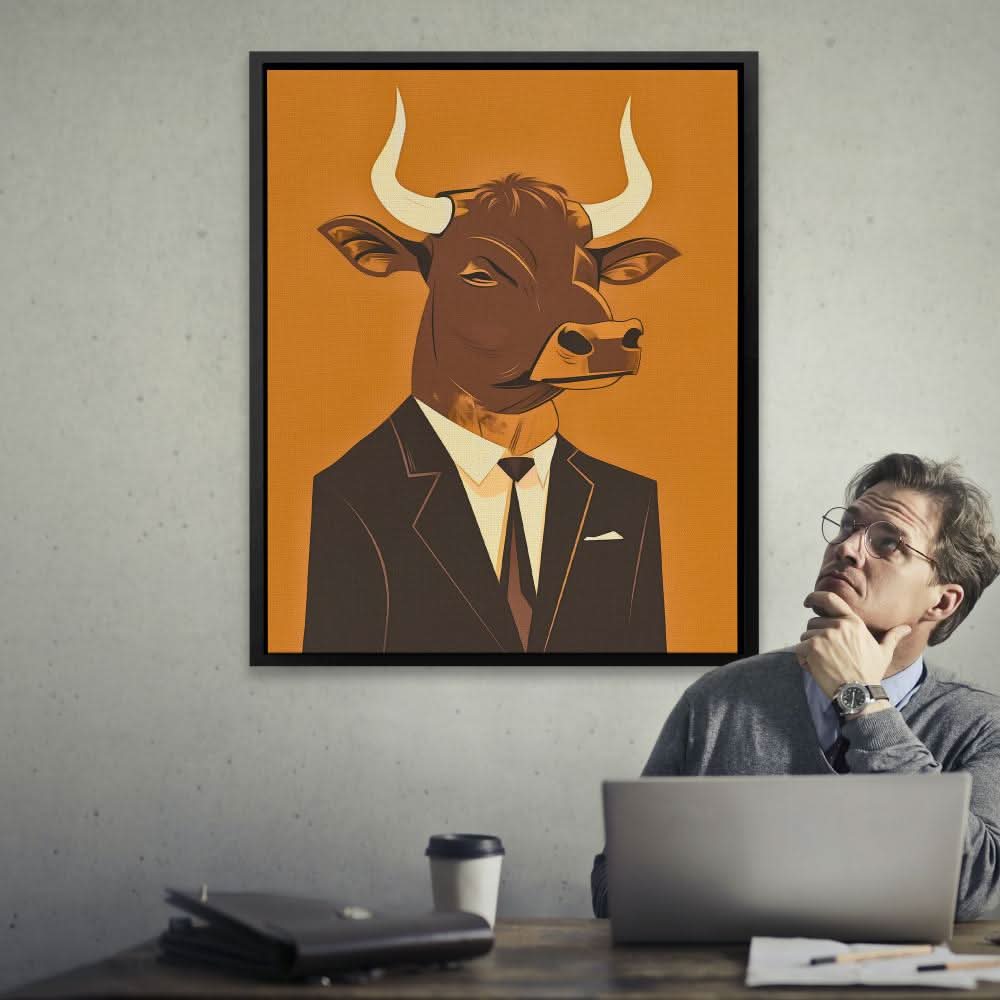 Analyst Bull - Modern Brown Canvas Wall Art
