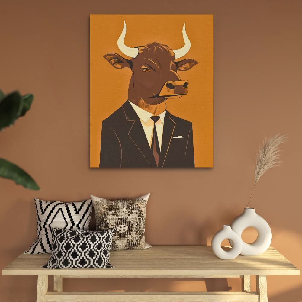 Analyst Bull - Modern Wall Art in Black Frame