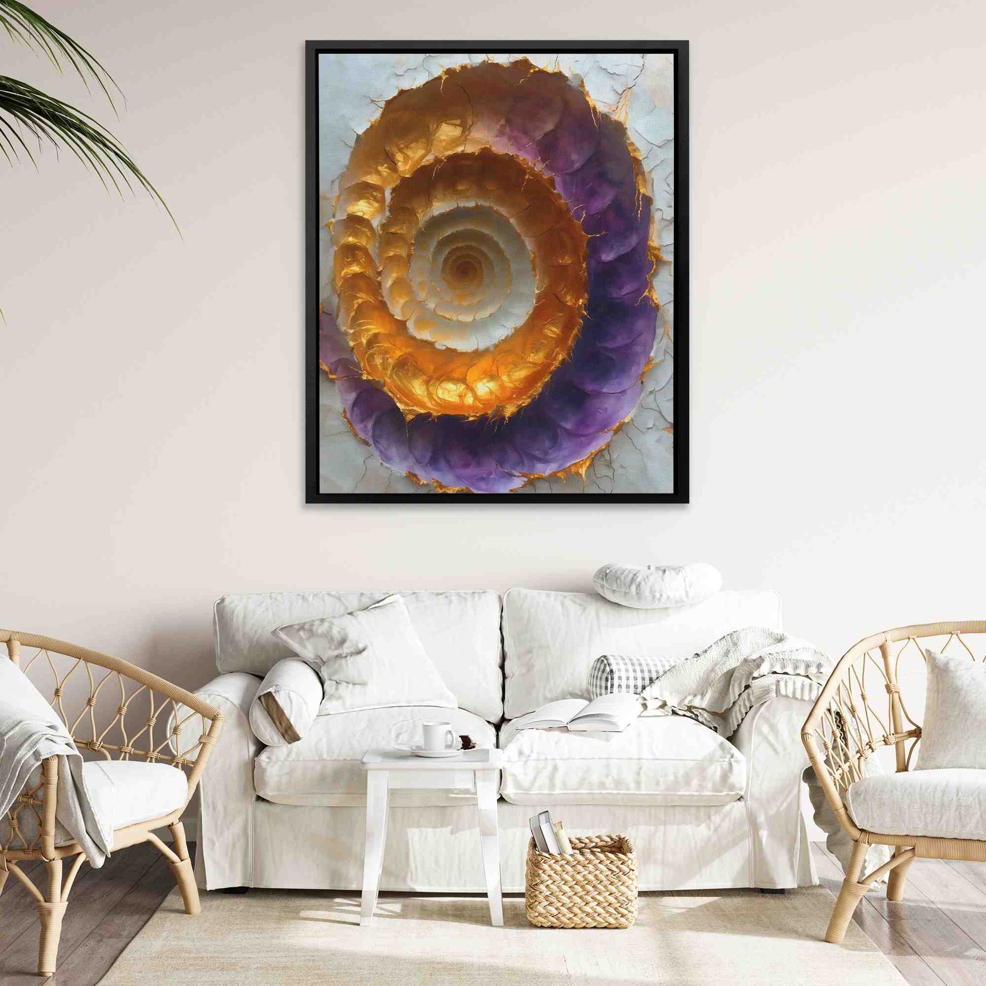 Ancient Fossil - Gold Seashell Canvas Print