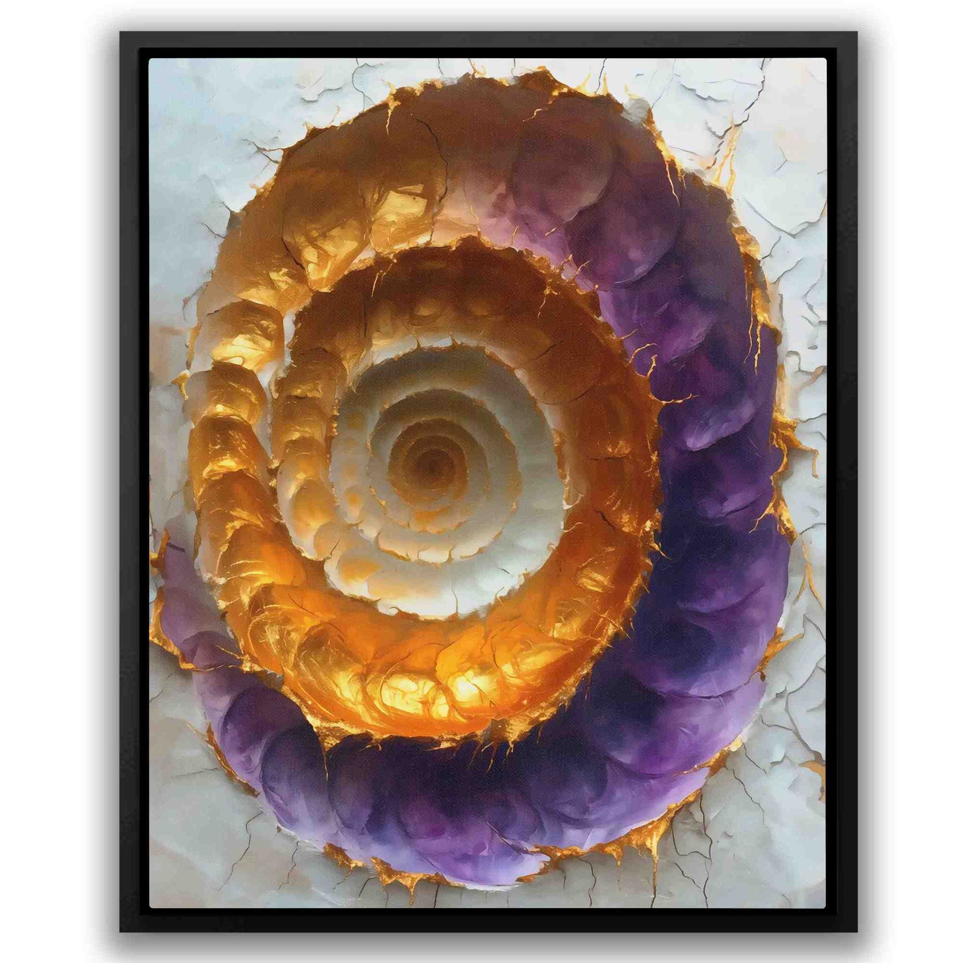 Ancient Fossil - Abstract Gold Canvas Wall Art