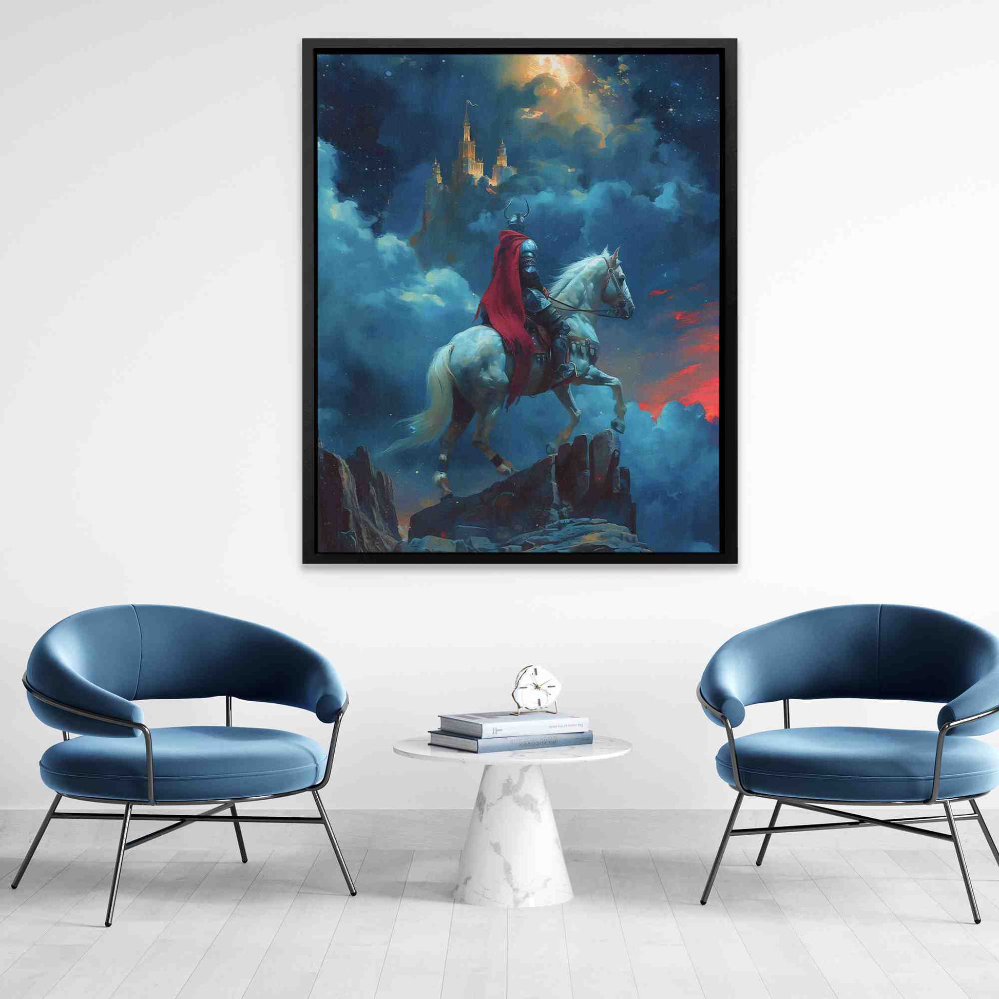 Ancient Warrior - Fantasy Blue Canvas Wall Art