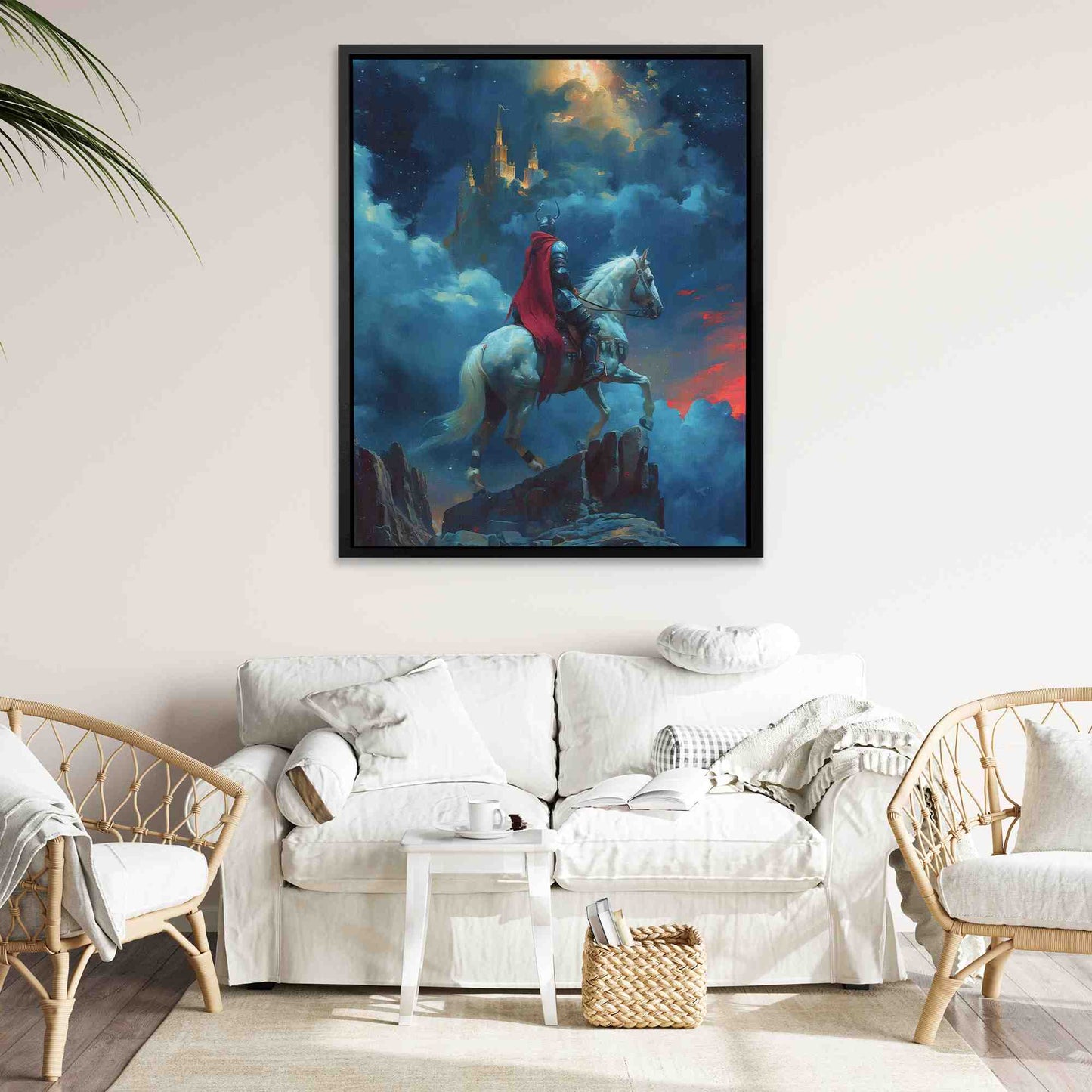 Ancient Warrior - Horse Wall Art in Black Frame