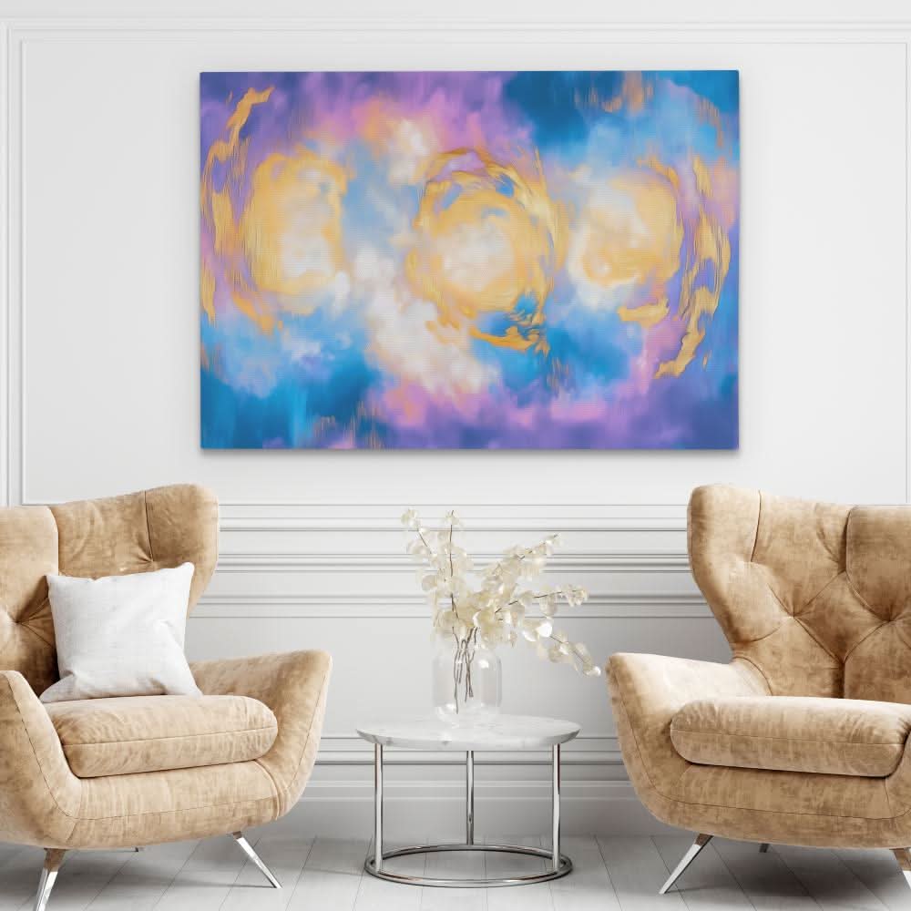 Angelic Sky Lights - Modern Gold Canvas Wall Art