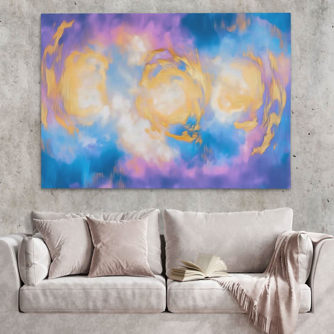 Angelic Sky Lights - Blue Wall Art for Living Room