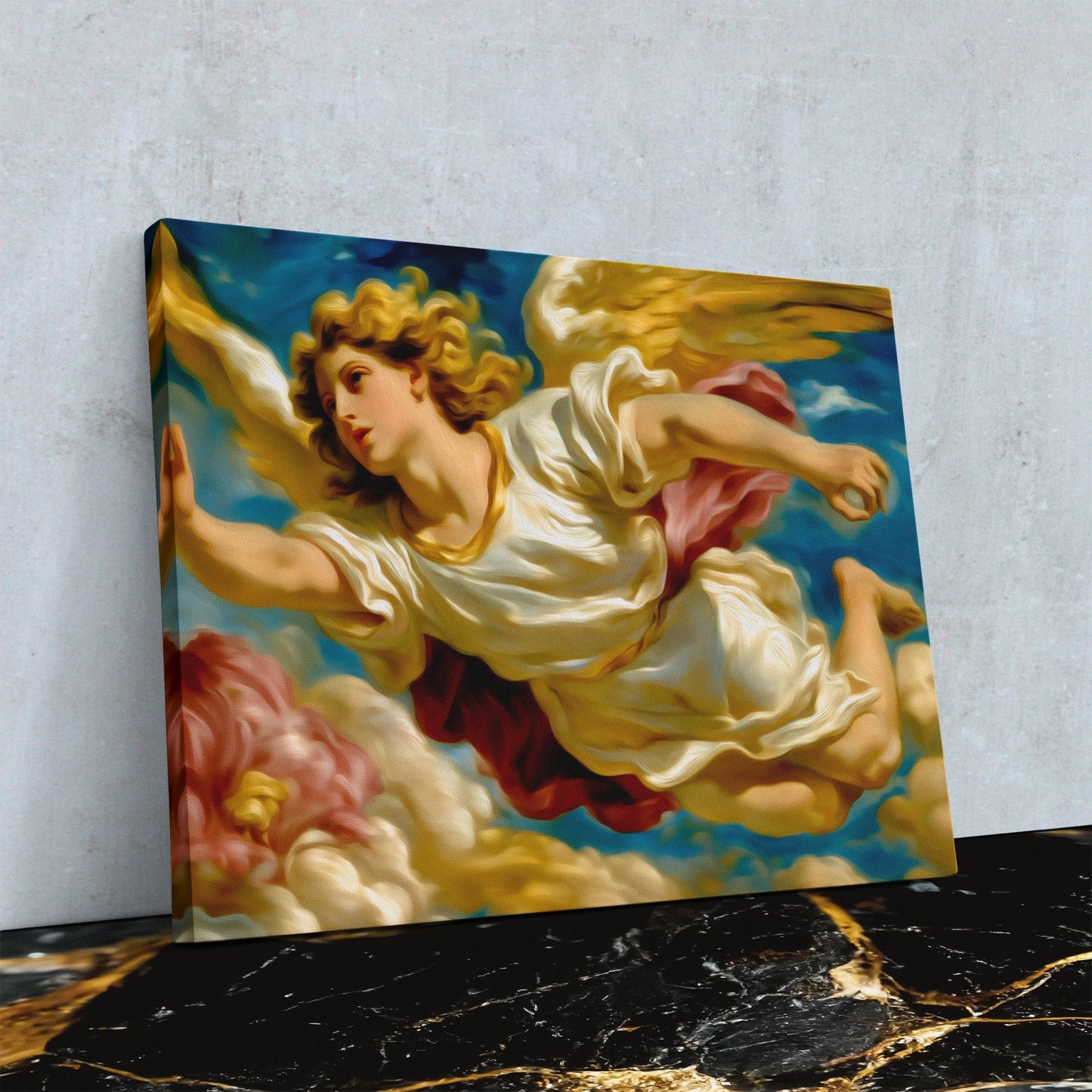 Angel's Golden Ascent - Luxury Wall Art