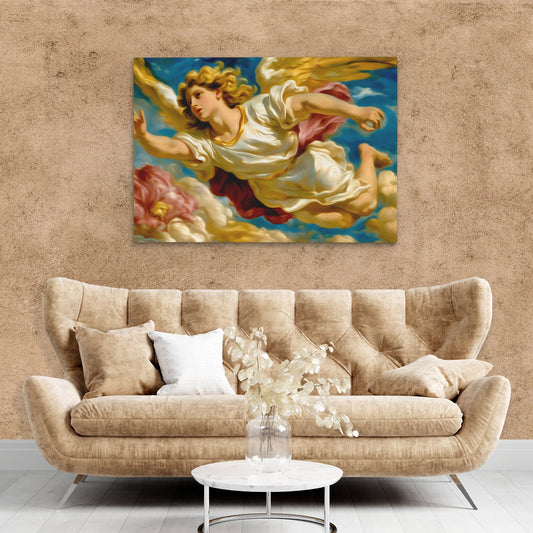 Angel's Golden Ascent - Luxury Wall Art