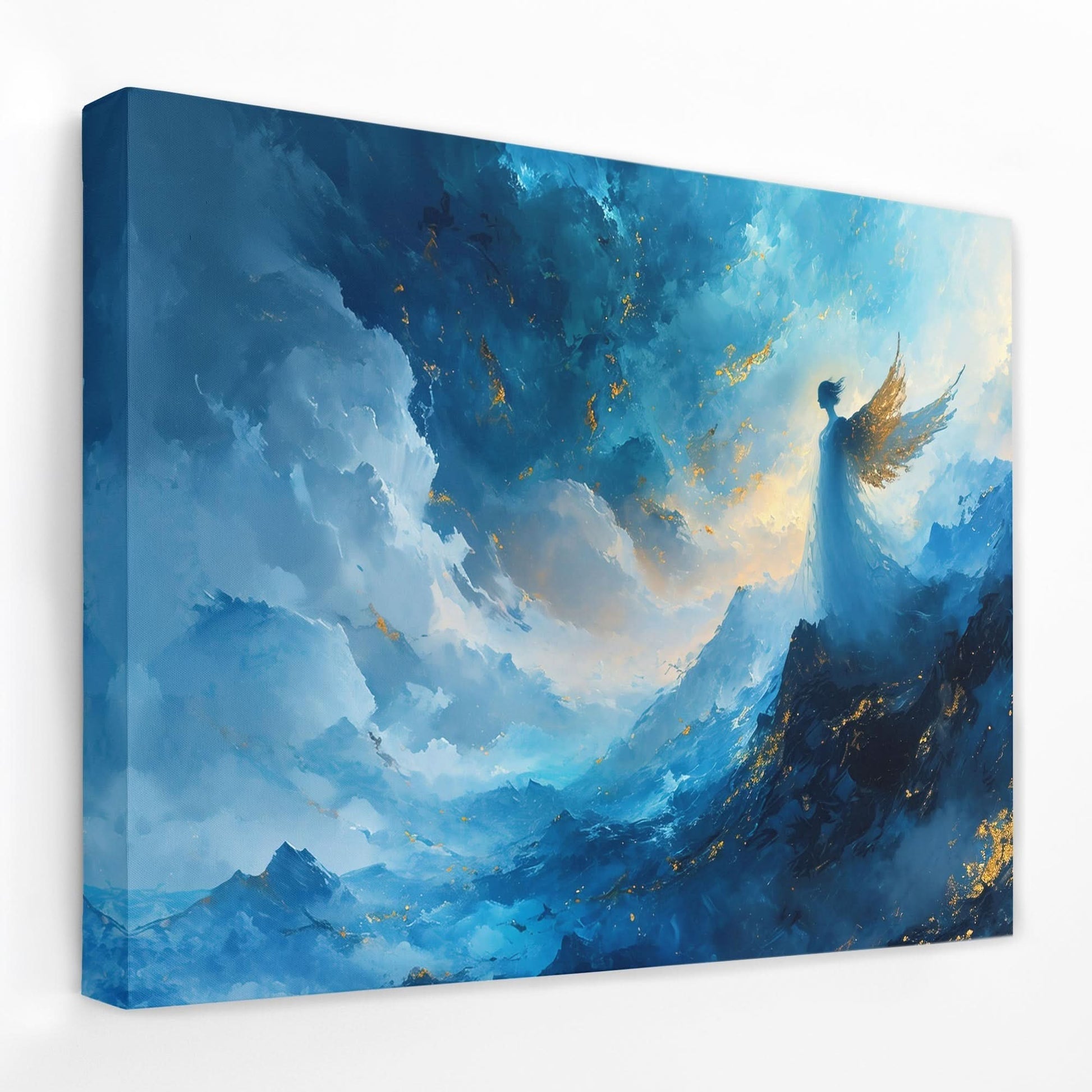Angel's Rest - Blue And White Wall Art in Black Frame