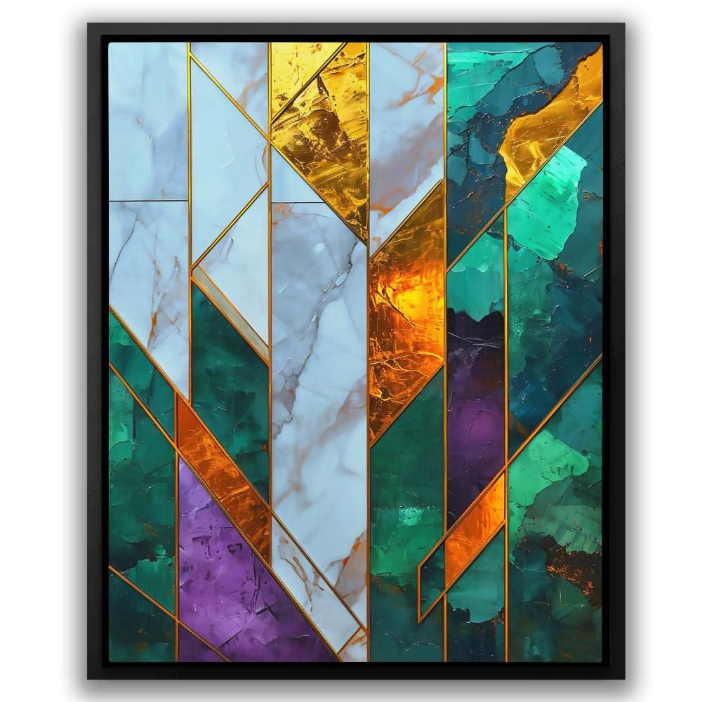 Angular Ascent - Vertical Wall Art in Black Frame