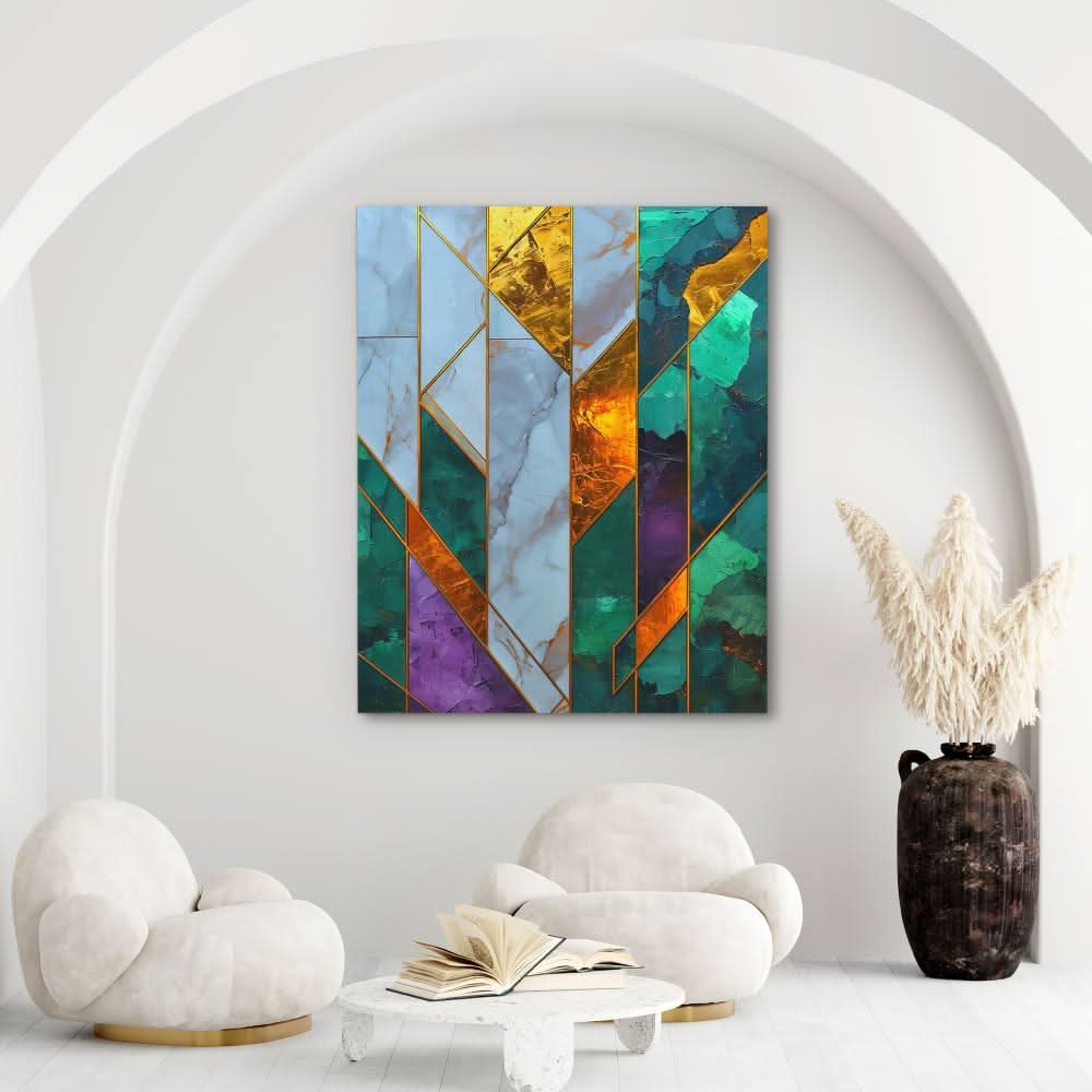Angular Ascent - Abstract Wall Art in Black Frame