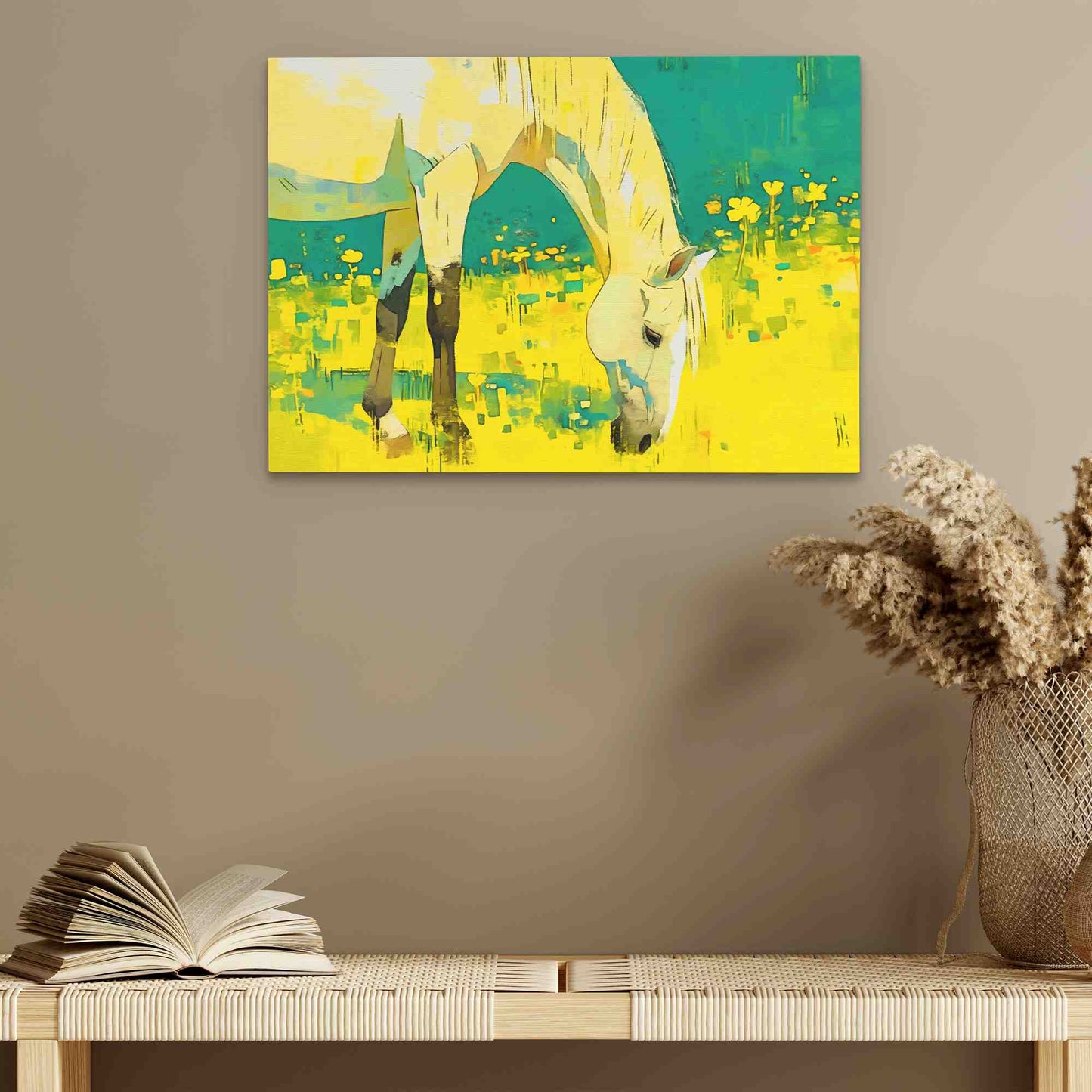 Anime Horse - Retro Wall Art in Black Frame