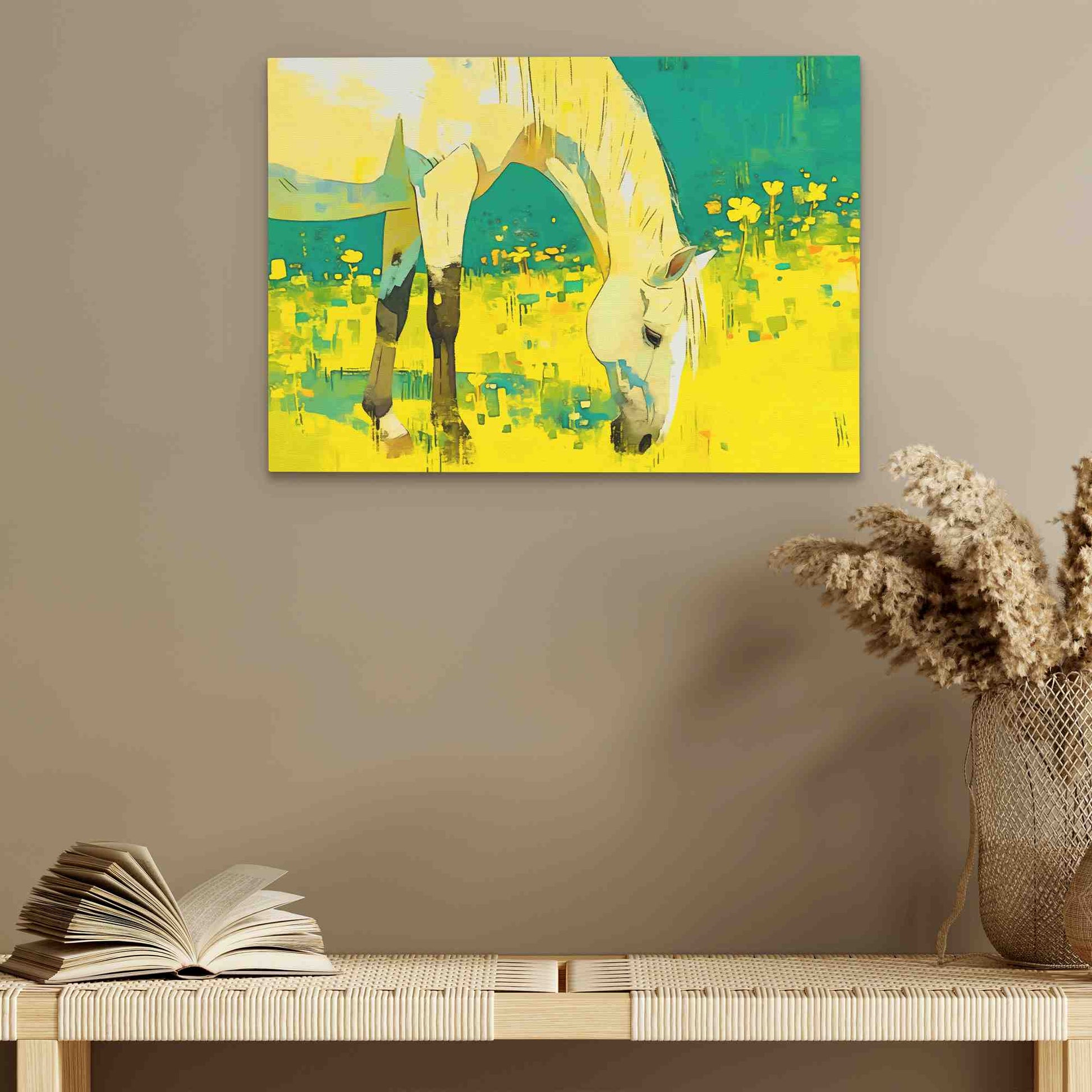Anime Horse - Retro Wall Art in Black Frame