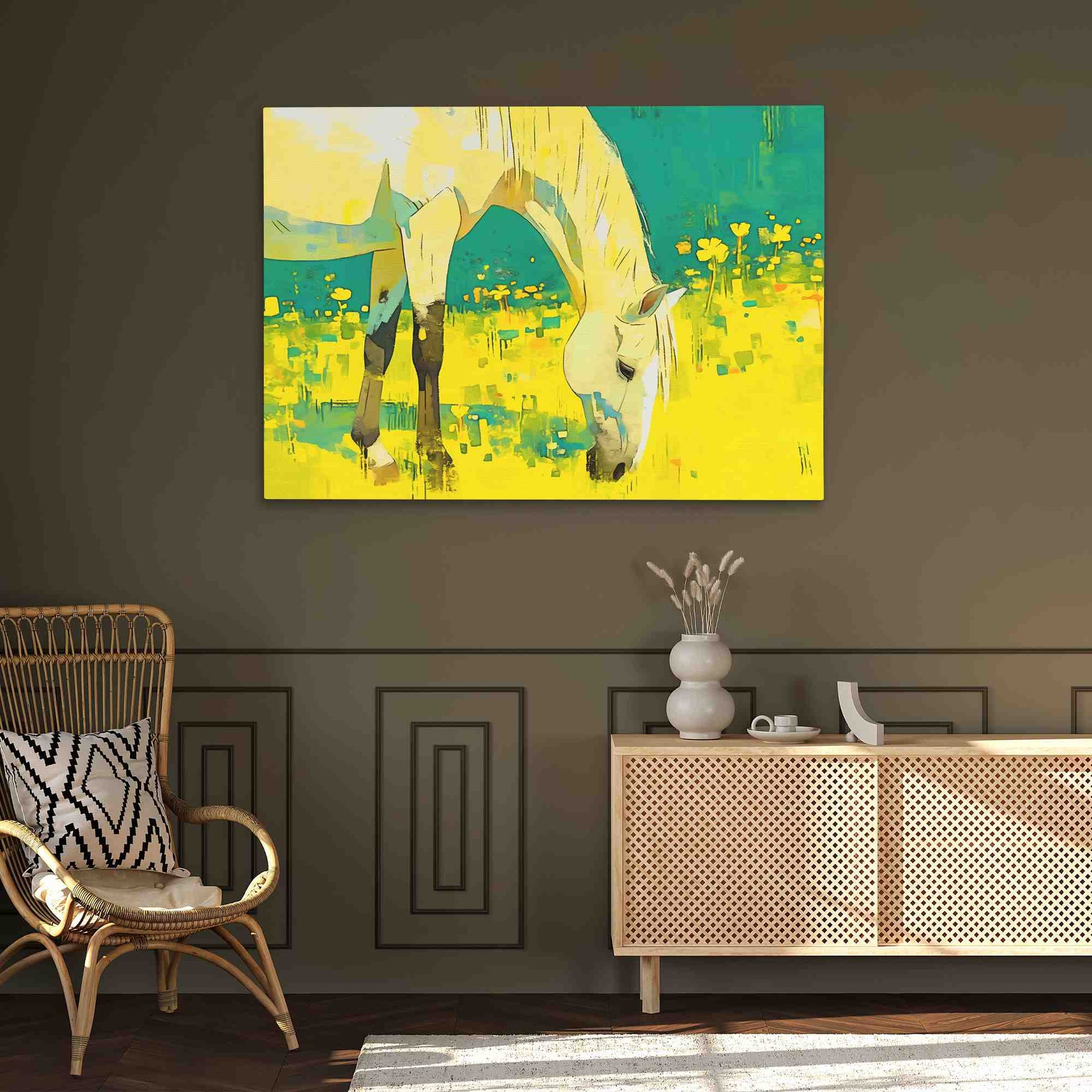 Anime Horse - Teal Wall Art