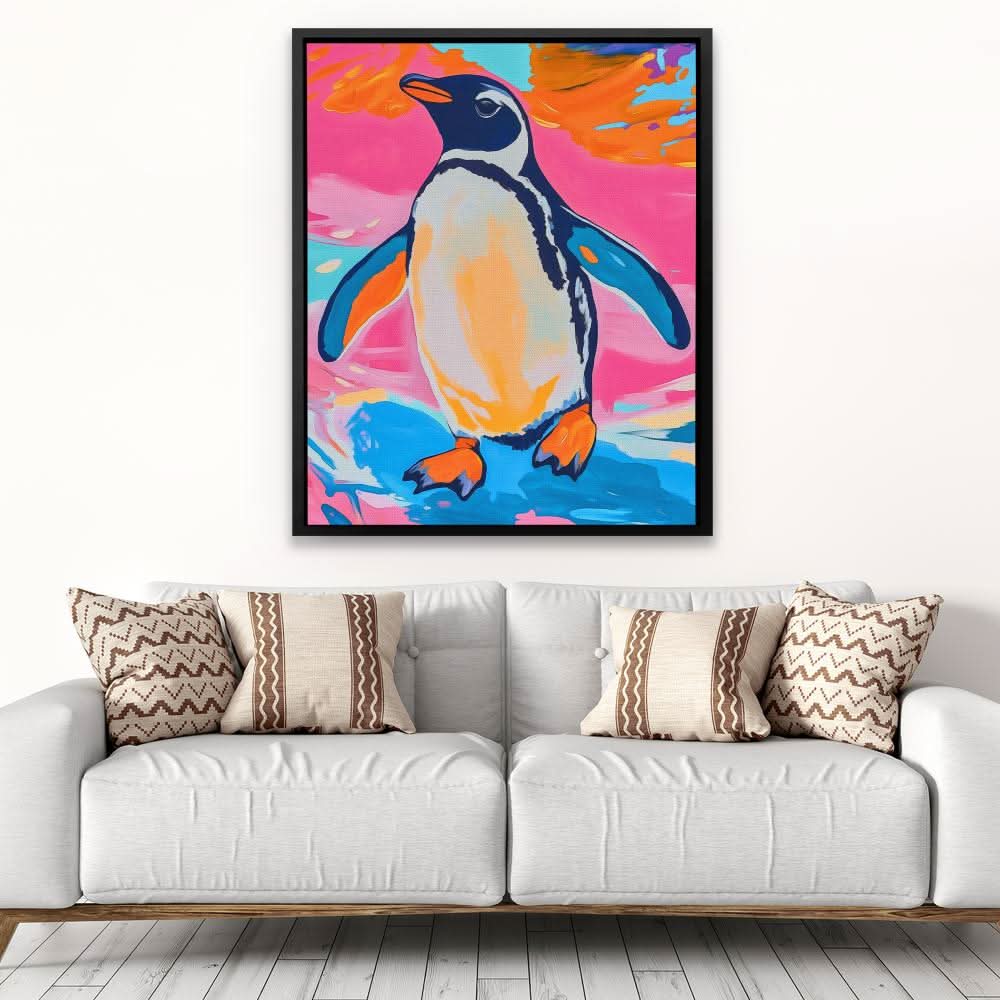 Antarctic Color Pop - Bird Wall Art in Black Frame
