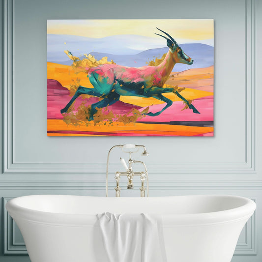 Antelope Running - Wall Art in Black Frame