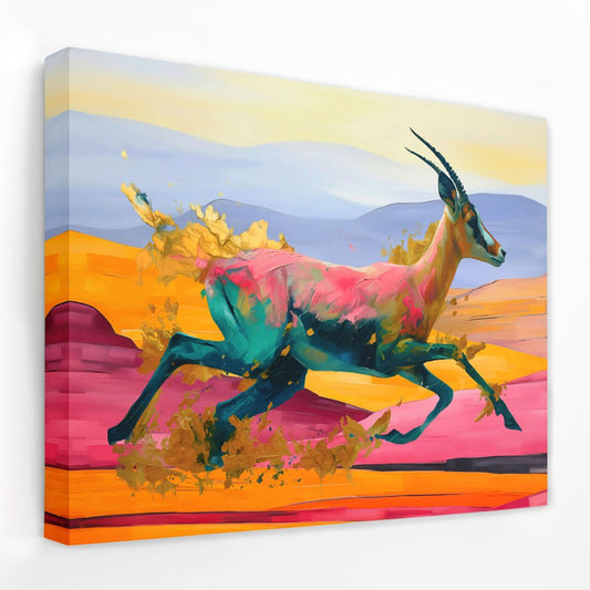 Antelope Running - Africa Canvas Wall Art