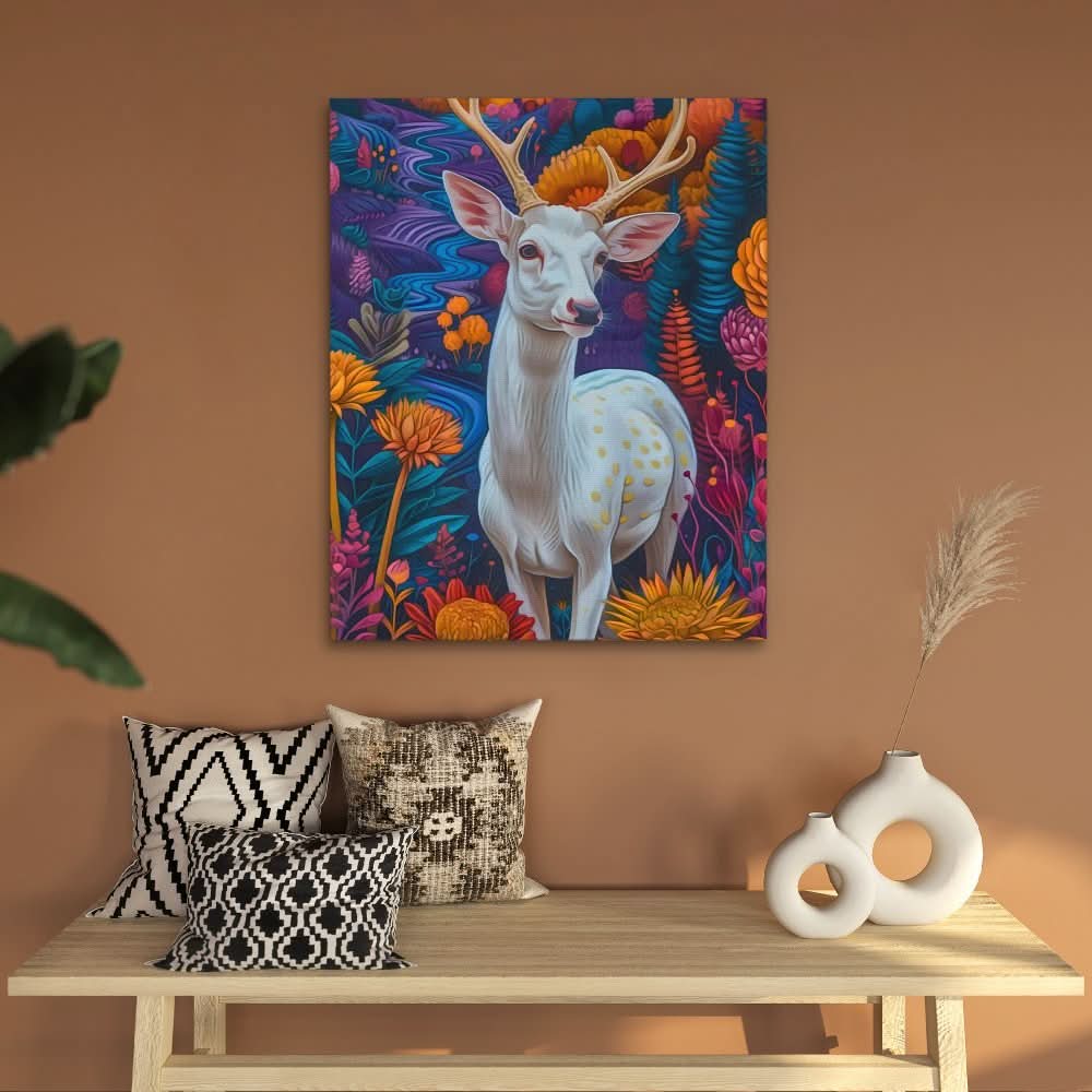 Antler Arch - Colorful Animals Canvas Print