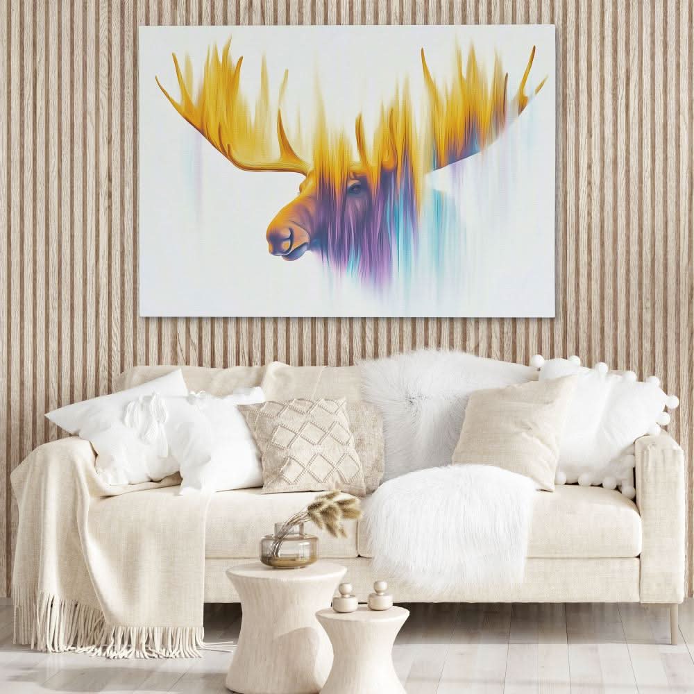 Antlers of the Aurora - Abstract Gold Canvas Wall Art