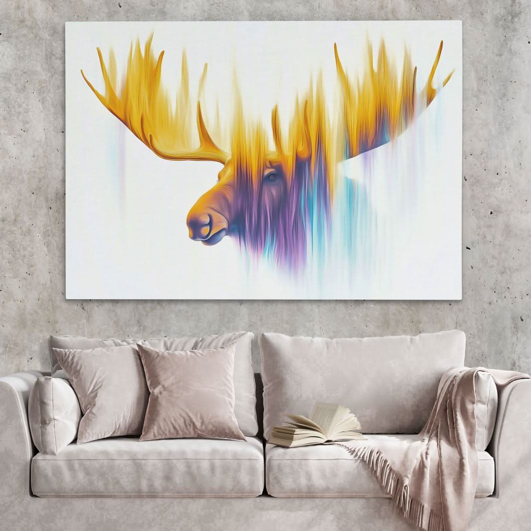 Antlers of the Aurora - Gold Wall Art for Dining Room