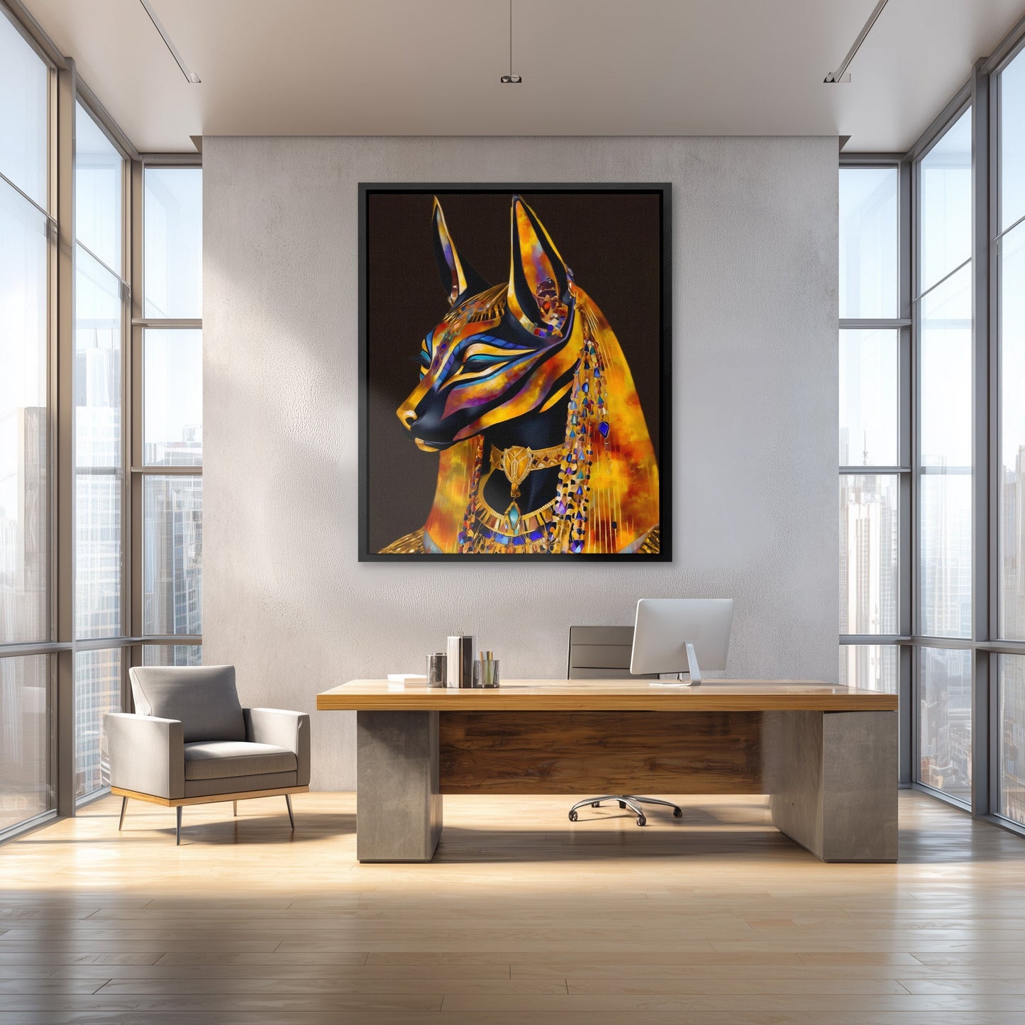 Anubis Golden Throne - Luxury Wall Art