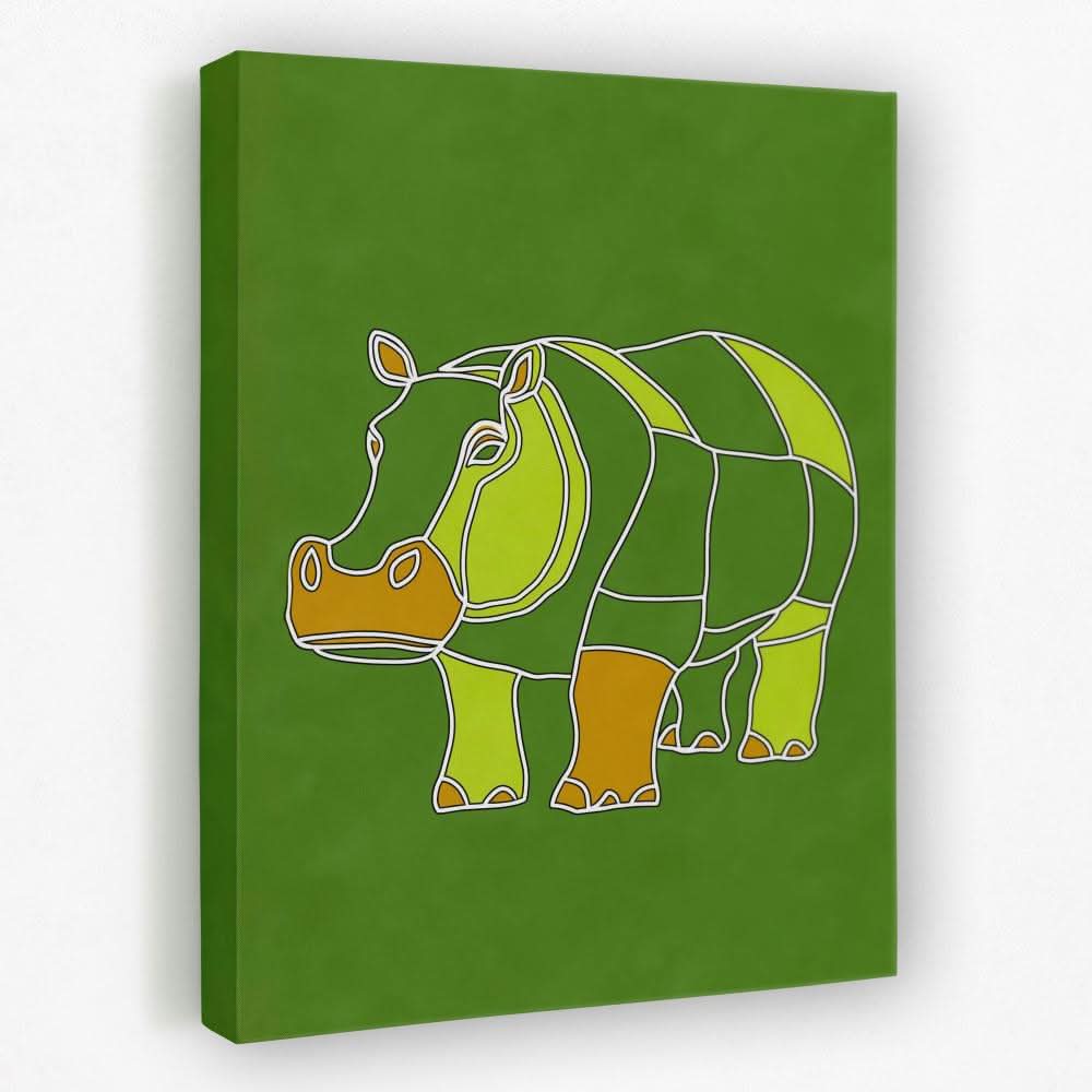 Apple Green Hippo - Animals Canvas Wall Art