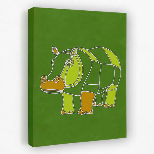 Apple Green Hippo - Animals Canvas Wall Art